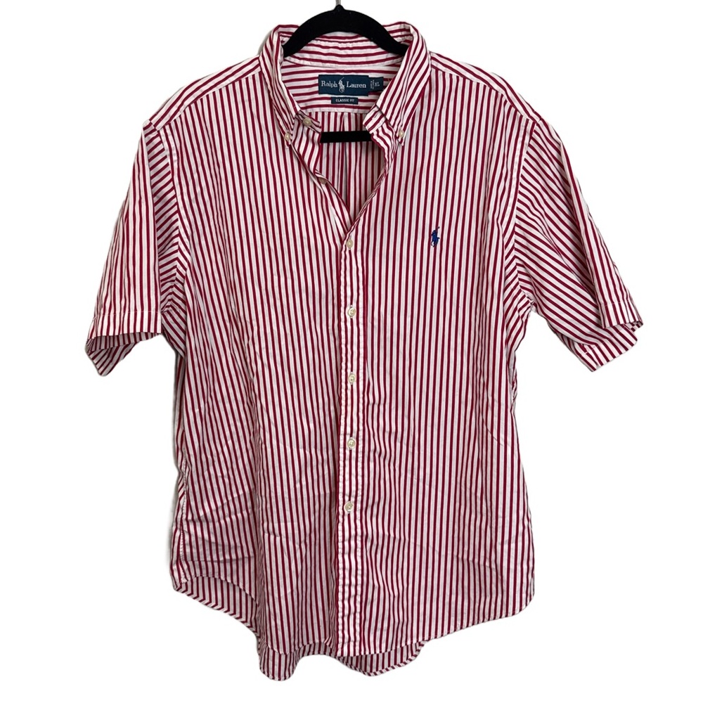 Ralph Lauren Men’s Classic Fit Short Sleeve Striped Button-Down Shirt, Size XL